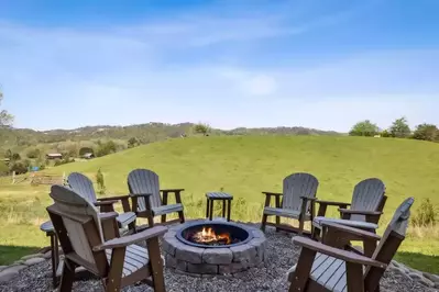 fire pit at Peaceful Pastures cabin