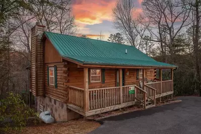 cabin near Gatlinburg at sunset